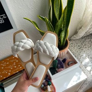 Persephone braided strap white sandal